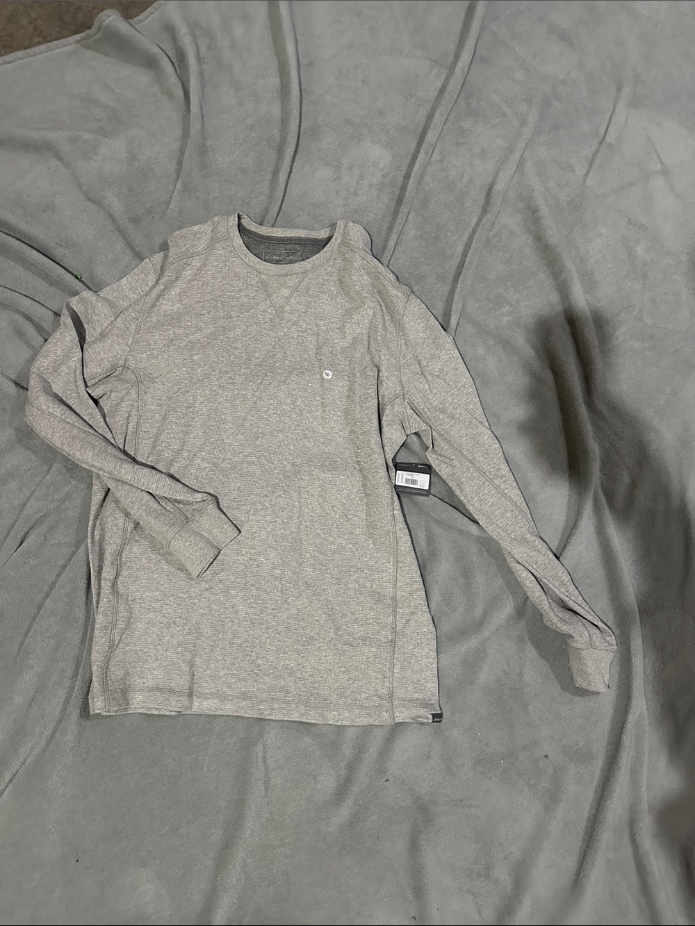 Eddie Bauer Waffle Light Heather Gray Long Sleeve Crew